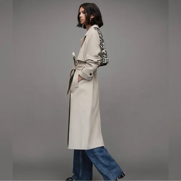 All Saints Cream Trench Coat - Picture 2 of 9